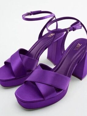 NWT ZARA Satin Platform Sandals - SZ 39